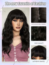 Black Full Wavy Wig with Bangs