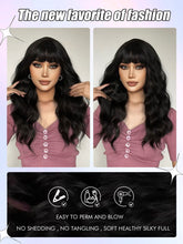 Black Full Wavy Wig with Bangs