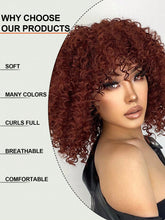 Brown Red Curly Wig with Bangs