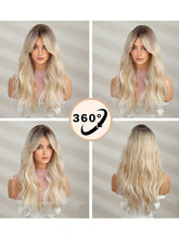 Ombre Blonde Full Wavy Wig with Bangs
