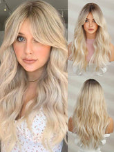 Ombre Blonde Full Wavy Wig with Bangs