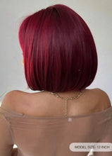 Dark Burgundy Red Full Wig with Bangs