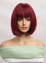 Dark Burgundy Red Full Wig with Bangs