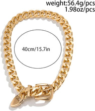 Gold Belt Buckle Choker, Chain Link, Exaggerated, Statement Necklace, Trendy