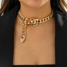 Gold Belt Buckle Choker, Chain Link, Exaggerated, Statement Necklace, Trendy