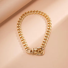 Gold Belt Buckle Choker, Chain Link, Exaggerated, Statement Necklace, Trendy