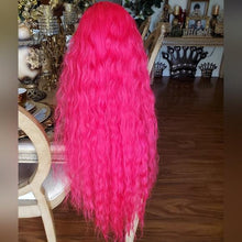 Hot Pink Curly Lace Front Wig