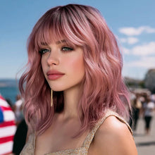Elegant Ombre Pink Full Wig for Daily Wear