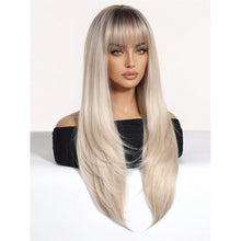 Ombre Light Gold To Dark Roots Long Straight Hair Layered Full Wig