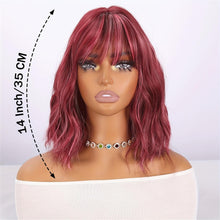 14-Inch Burgundy Red Machine-Made Wavy Bob