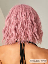Pink Wavy Full Wig with Bangs