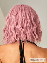 Pink Wavy Full Wig with Bangs