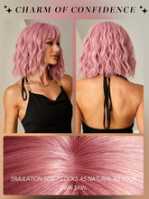 Pink Wavy Full Wig with Bangs
