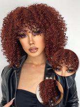 Brown Red Curly Wig with Bangs