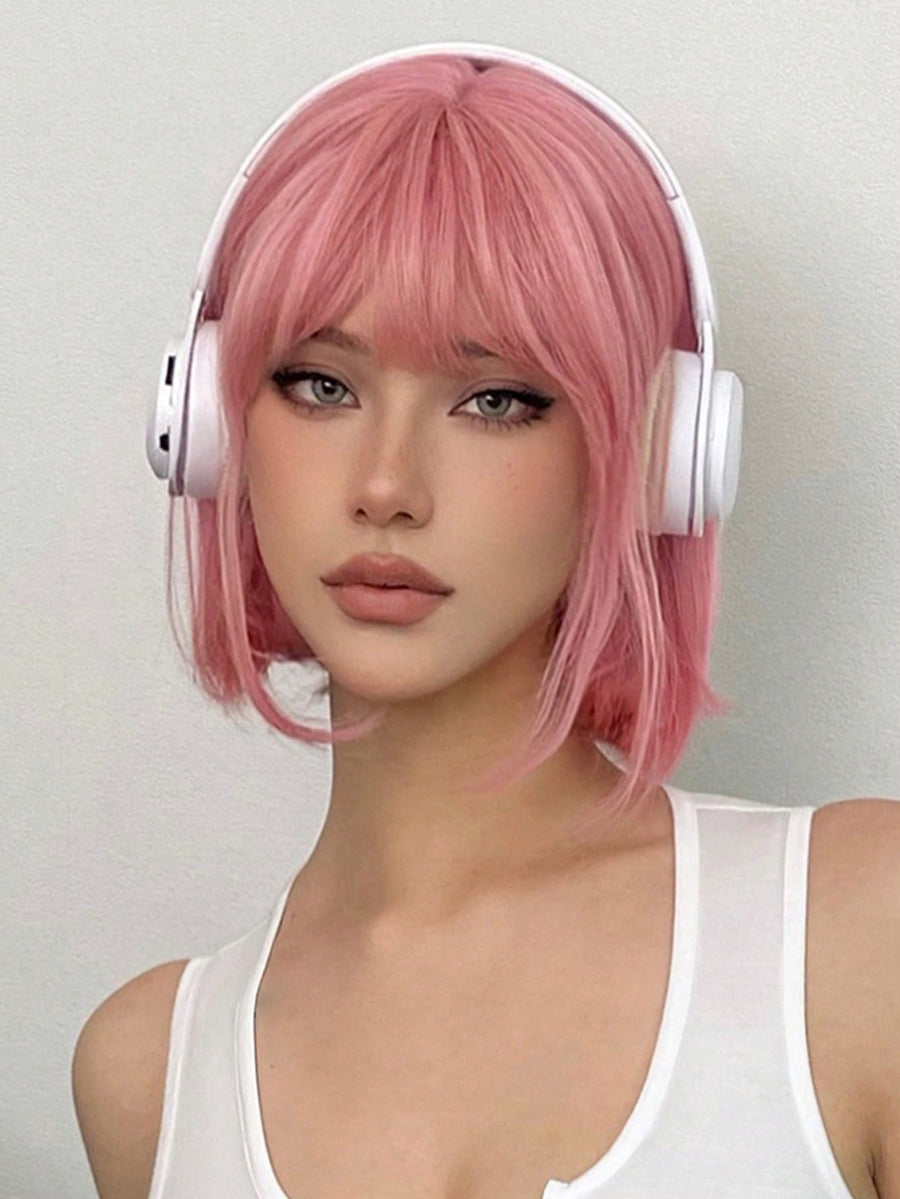 Pink Straight Full Wig