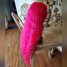 Hot Pink Curly Lace Front Wig
