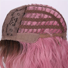 12 Inch Pink Ombre Wig - Blunt Bangs Body Wave - Heat Resistant Curly Texture