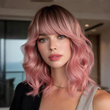 Elegant Ombre Pink Full Wig for Daily Wear