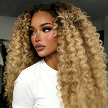 Deep Wave Lace Front Wigs Human Hair Brazilian Virgin 200% Density Ombre Brown Roots Ash Blonde Human Hair Glueless 22-24 inches!!