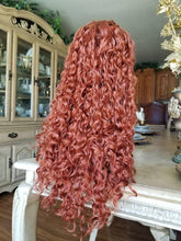 Copper Red Beauty Curly Waves Lace Front Wig