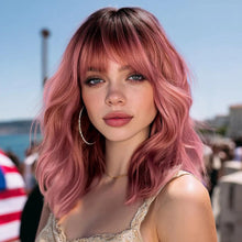 Elegant Ombre Pink Full Wig for Daily Wear