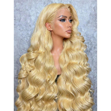 613 Blonde Lace Front Wig Human Hair 250% Density 13x4 HD Transparent Body Wave Glueless Wig 32-34 inches