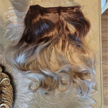Brown Blonde 20" long synthetic straight hair extensions halo wire fish line