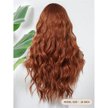 26 Inch Wavy Curly Synthetic Hair Wig Rust Copper  Brown Color Middle Part