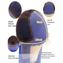 Dark Blue 13x6 HD Transparent Deep Wave Lace Front Wigs Human Hair Pre Plucked With Baby Hair 250 Density 24-26 inches!!