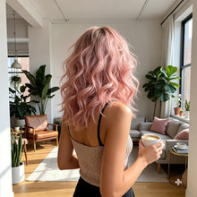 14-Inch Women'S Dusty Pink Layered Bob Wig Made of -Resistant Synthetic Fibers Perfect for Work School Daily Commutes Social Gatherings