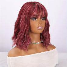 14-Inch Burgundy Red Machine-Made Wavy Bob