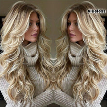 13x6 Long Ombre Blonde Human Hair Wig - 250% Density Soft Body Wave Lace Front Wig with Pre-Plucked Baby Hair  Natural Hairline 22-24 inches