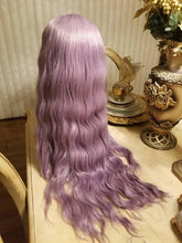 Lilac Light Purple Curly Wavy Lace Front Wig Wig Human Hair Synthetic Hair
