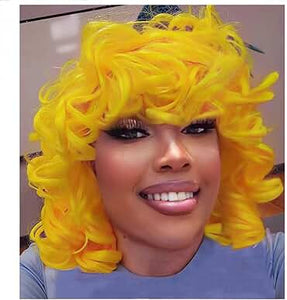 Yellow Curly Full Wig