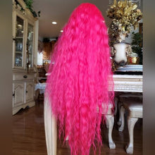 Hot Pink Curly Lace Front Wig