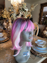 14 Inches Short Pink Gradient Dyeing Bob Hair Straight Bangs Comfortable And Breathable Women'S Wig High Temperature Fiber Suitable for