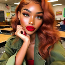 Copper Ginger Orange with Loose Waves Featuring a 13X4 HD Body Wave