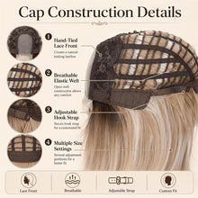 High-Quality 14-inch Trendy Brown Bob Lace Front Wig With Highlighted Strands - Choice For Daily Wear