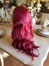 Dark Red Wavy Lace Front Wig