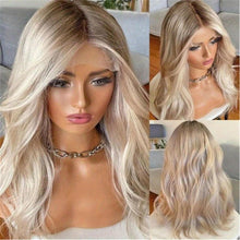 13x6 Long Ombre Blonde Human Hair Wig - 250% Density Soft Body Wave Lace Front Wig with Pre-Plucked Baby Hair  Natural Hairline 22-24 inches