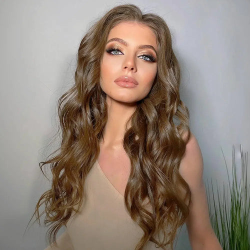 Brown Wavy Full Wig