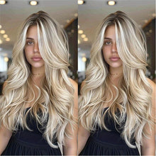 13x6 Long Ombre Blonde Human Hair Wig - 250% Density Soft Body Wave Lace Front Wig with Pre-Plucked Baby Hair  Natural Hairline 22-24 inches