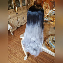 Ombre Black Gray Lace Front Wig