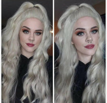 White Blonde Curly Wave Lace Front Wig