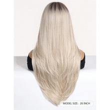 Ombre Light Gold To Dark Roots Long Straight Hair Layered Full Wig