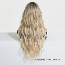 26- Inch Deep Brown Gradient Beige Golden Big Wave Wig