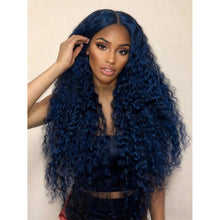 Dark Blue 13x6 HD Transparent Deep Wave Lace Front Wigs Human Hair Pre Plucked With Baby Hair 250 Density 24-26 inches!!