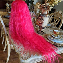 Hot Pink Curly Lace Front Wig