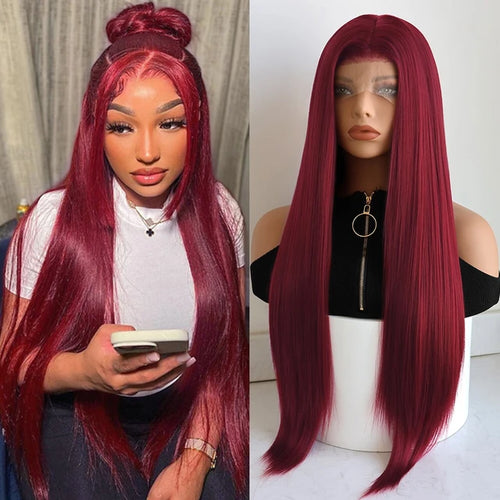 24” BURGUNDY lace front wig *NEW*