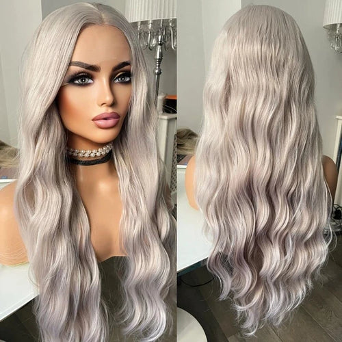 24” WHITE GRAY Lace Front wig *NEW*